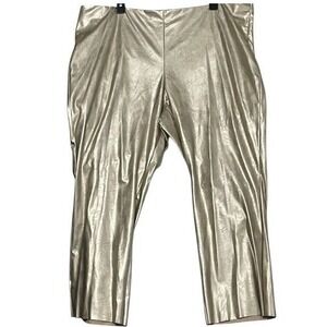 NWT‎ Vince Camuto Faux Leather Pants Size 24W Gold Metallic Leggings Glam Party